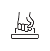 Carry Icon: Black line drawing of a hand holding a handle
