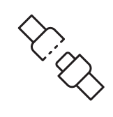 Clip Icon: Black and white icon of a clips snapping together