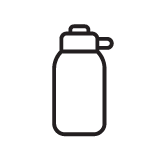 Waterbottle Icon: Outline of a water bottle with a cap on a white background